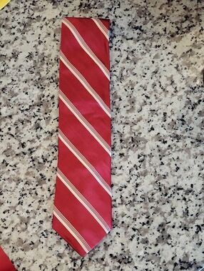Daniel Cremieux Red Tie with Cream Stripes
